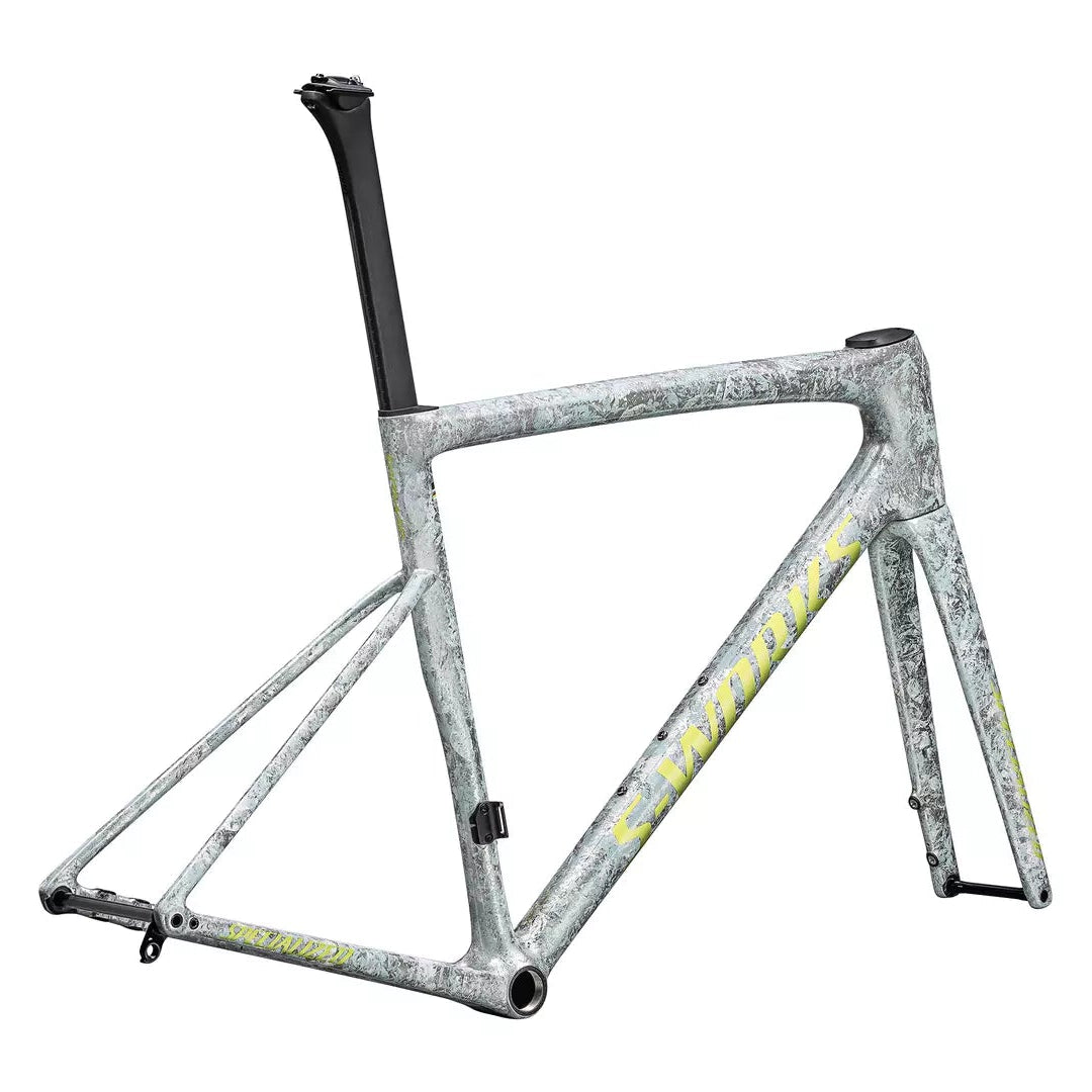 Specialized S-Works Tarmac SL8 Frameset Satin Liquid Silver Multi-Color  Dry Impasto Gloss Team Yellow Tint