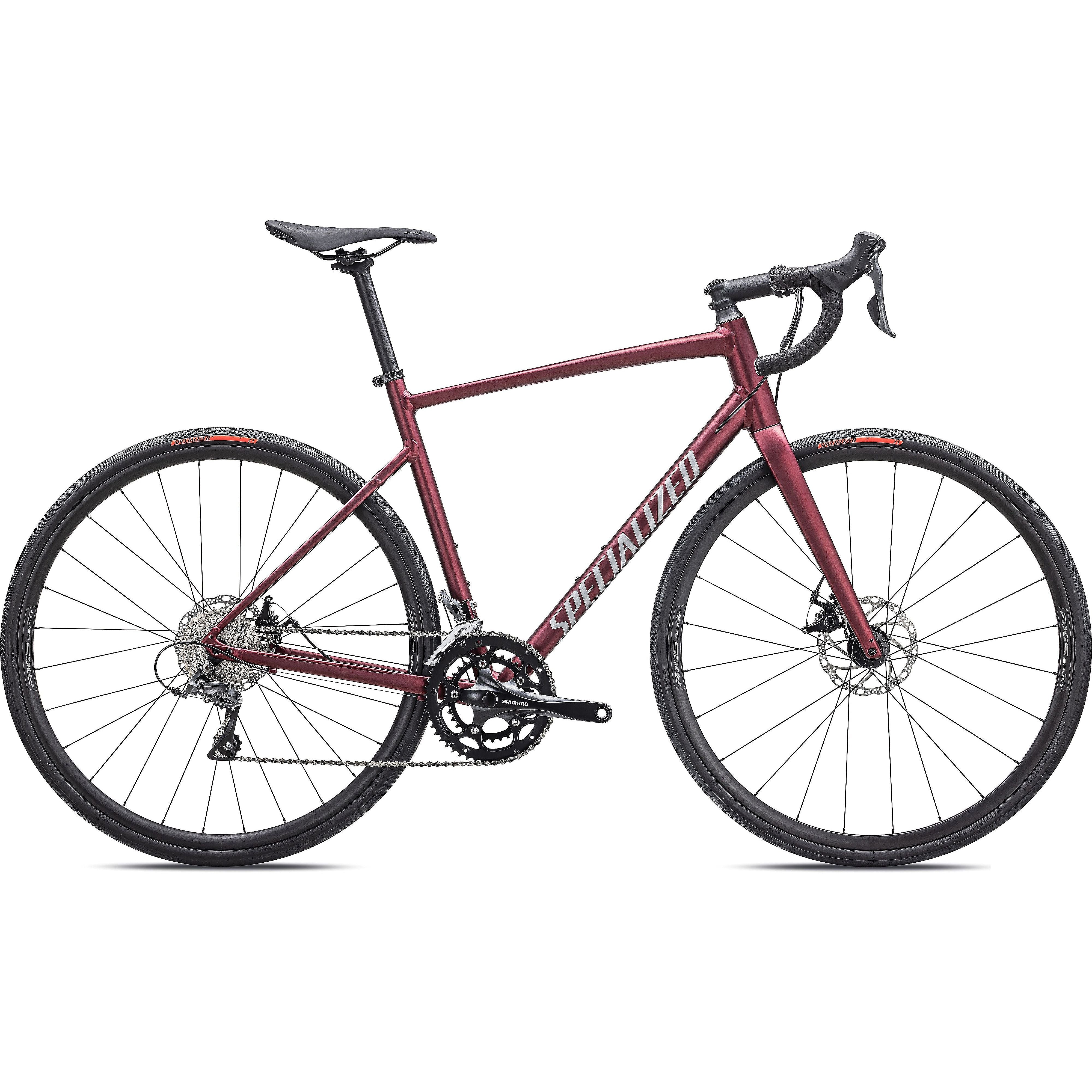 Specialized Allez Disc Satin Maroon Silver Dust Flo Red Velofix