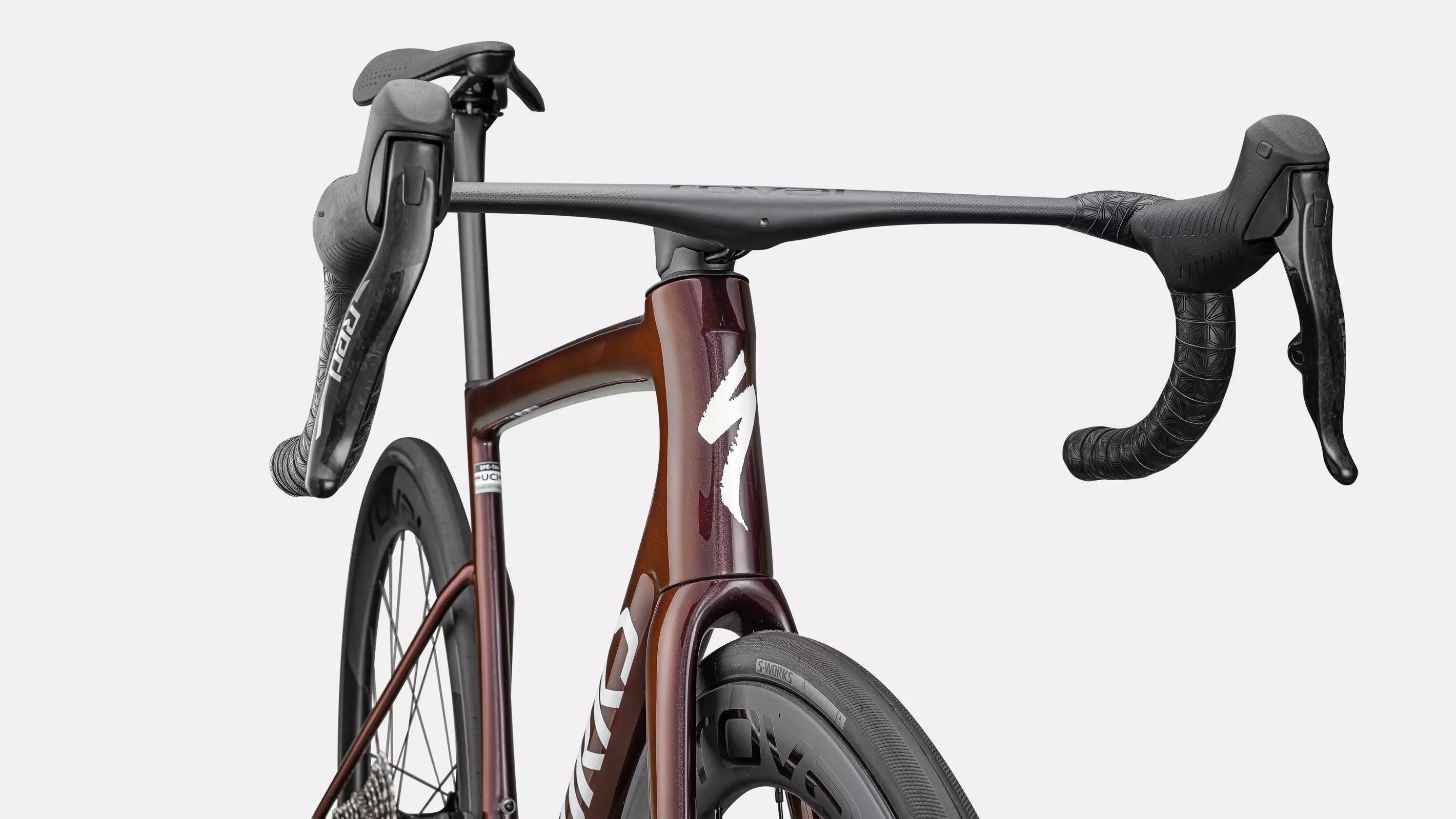Specialized S-Works Tarmac SL8 SRAM Red AXS Bike - Gloss Solidity / Red To Black Pearl / Metallic White Silver