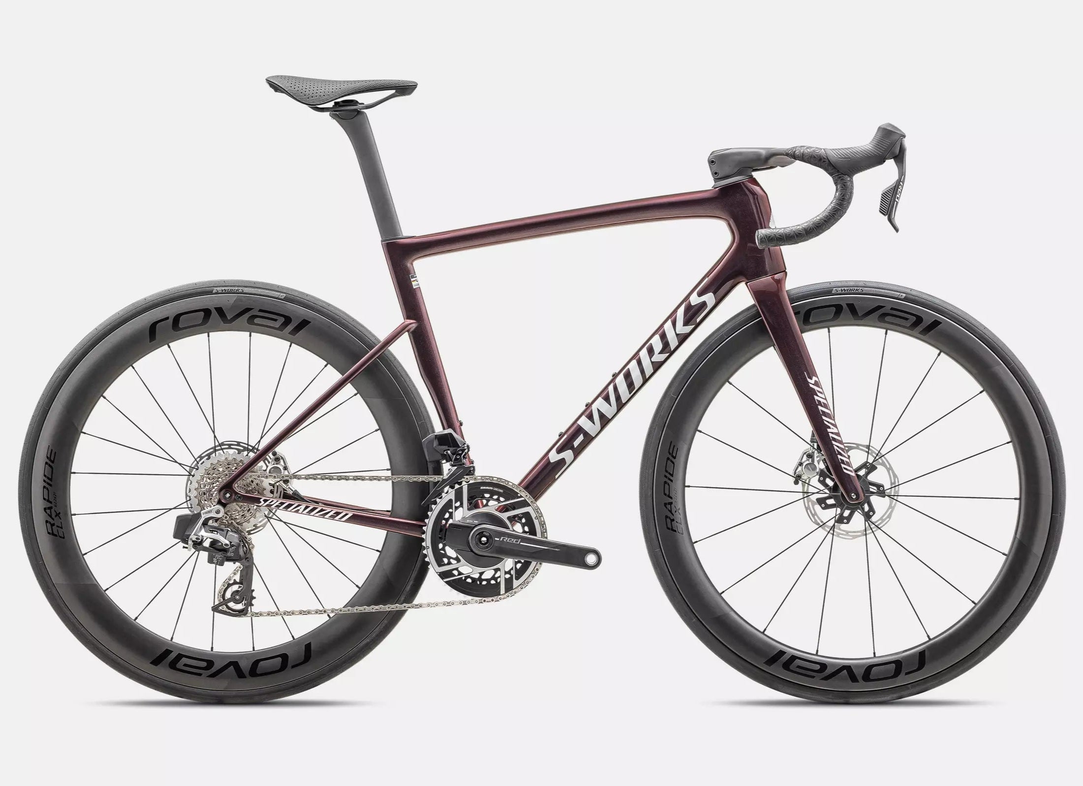 Specialized S-Works Tarmac SL8 SRAM Red AXS Bike - Gloss Solidity / Red To Black Pearl / Metallic White Silver
