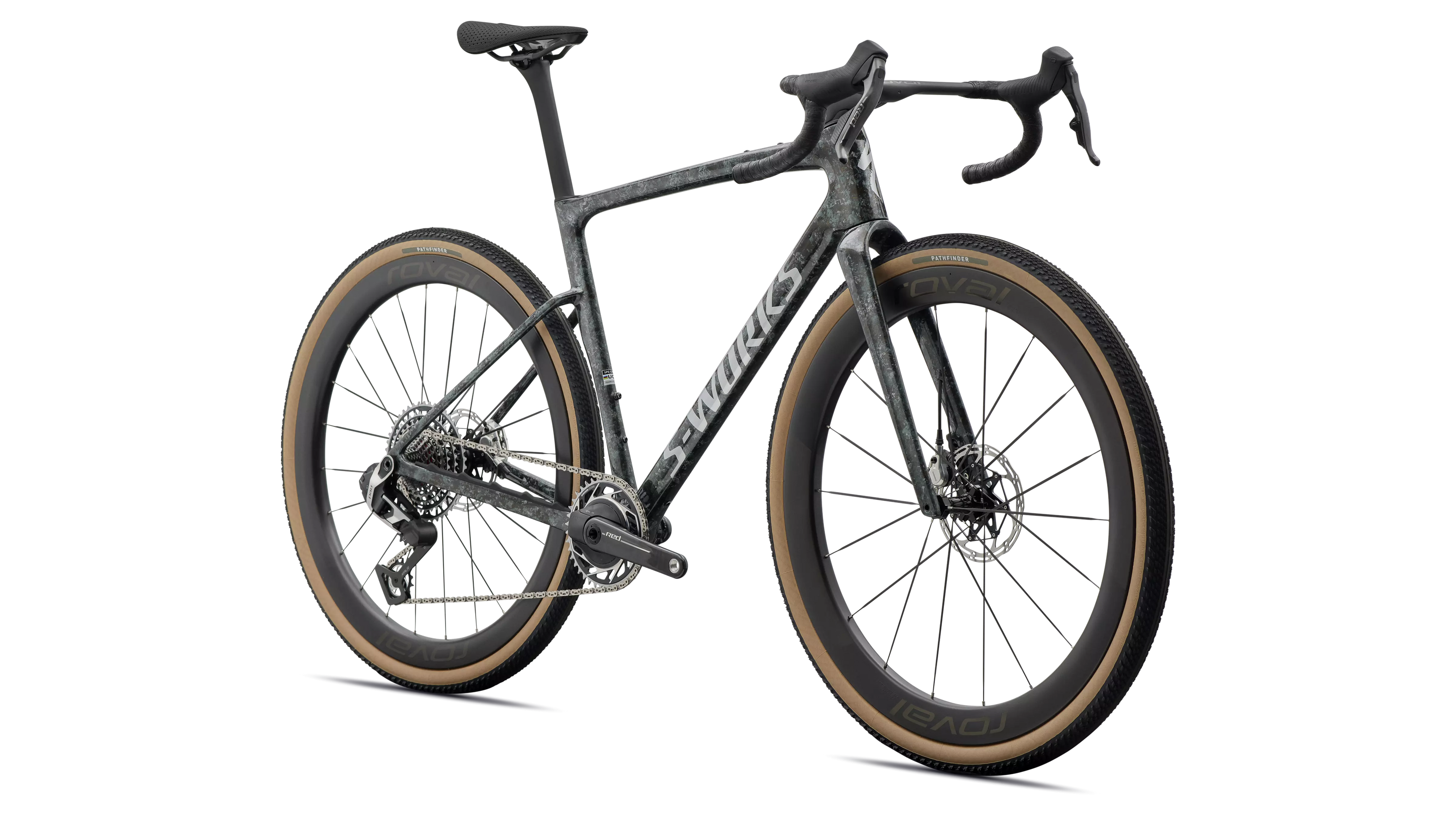 S-Works Crux 5 Fjord Gold Sandstone Blurred Impasto / Gloss Flake Silver