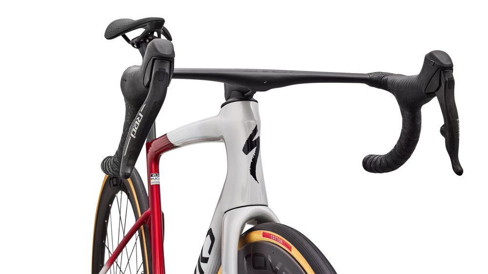 Specialized S-Works Tarmac SL9 SRAM Red AXS Bike - Dune White / Vivid Red / Metallic Obsidion