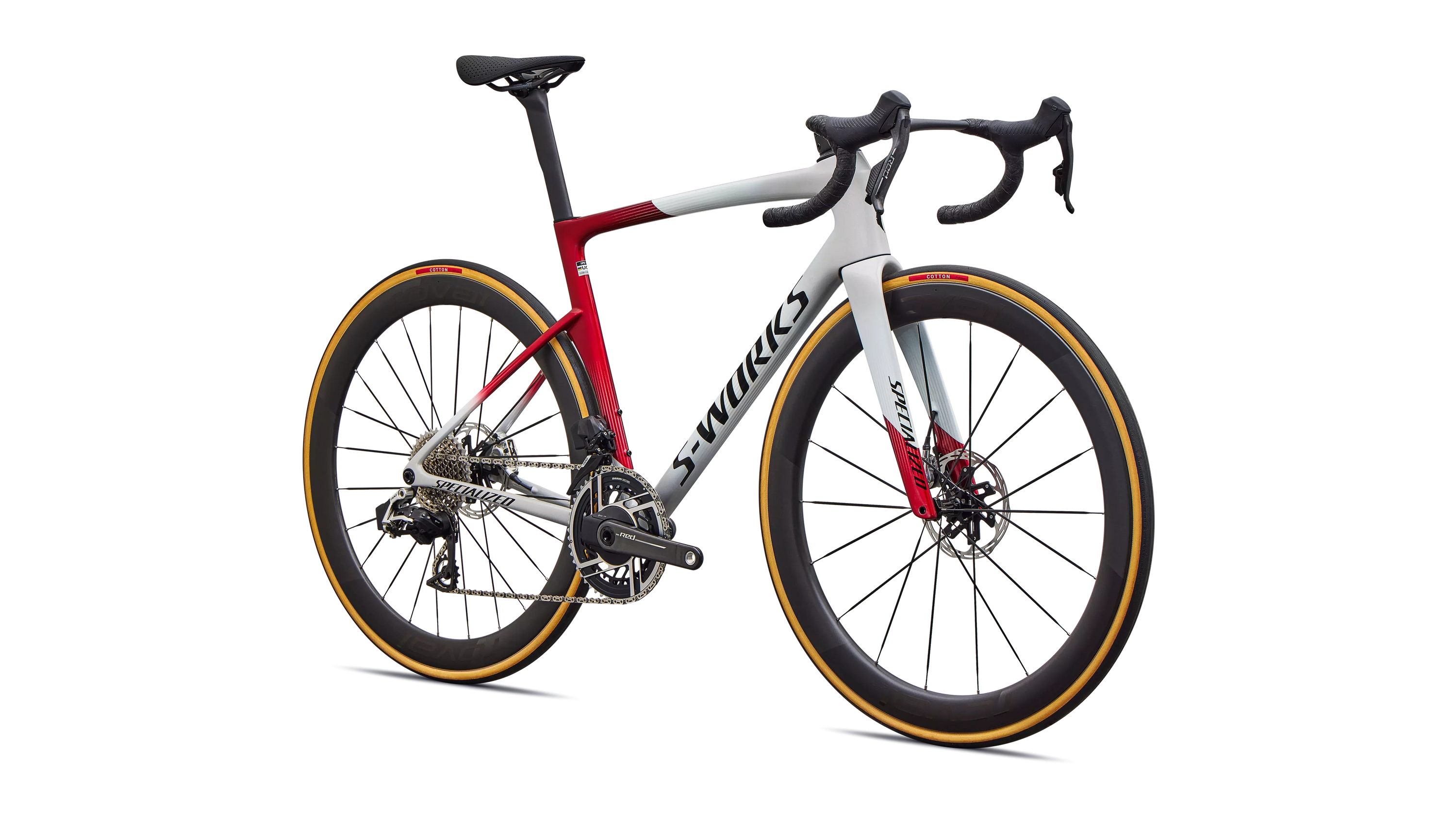 Specialized S-Works Tarmac SL9 SRAM Red AXS Bike - Dune White / Vivid Red / Metallic Obsidion
