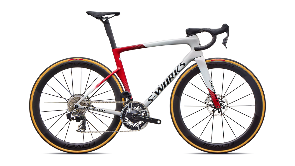 Specialized S-Works Tarmac SL9 SRAM Red AXS Bike - Dune White / Vivid Red / Metallic Obsidion