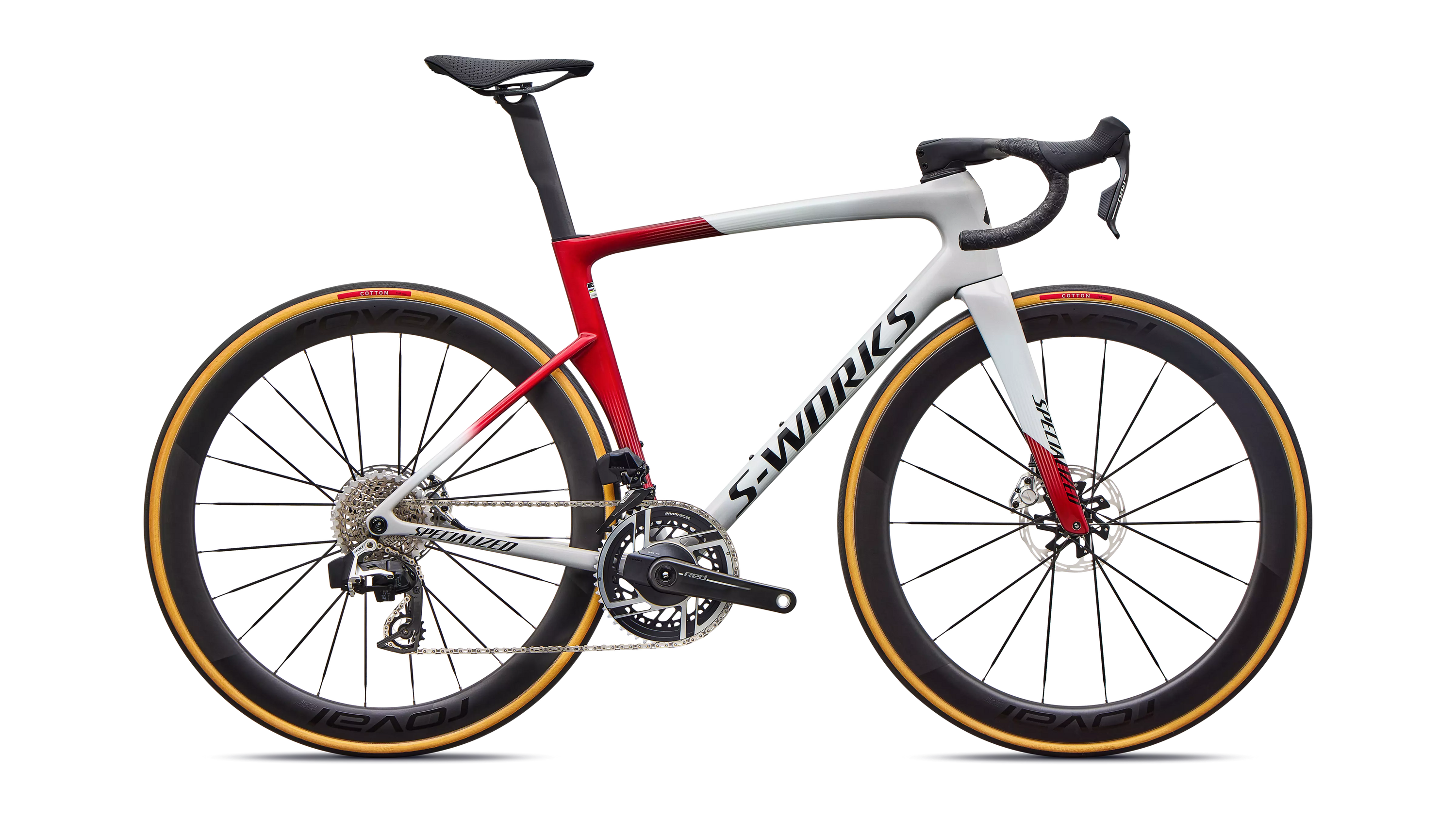Specialized S-Works Tarmac SL9 SRAM Red AXS Bike - Dune White / Vivid Red / Metallic Obsidion