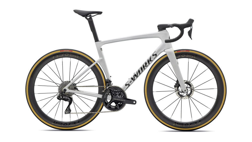 Specialized S-Works Tarmac SL9 DA Di2 Bike - Metallic White Silver / Gold Pearl / Metallic Obsidian