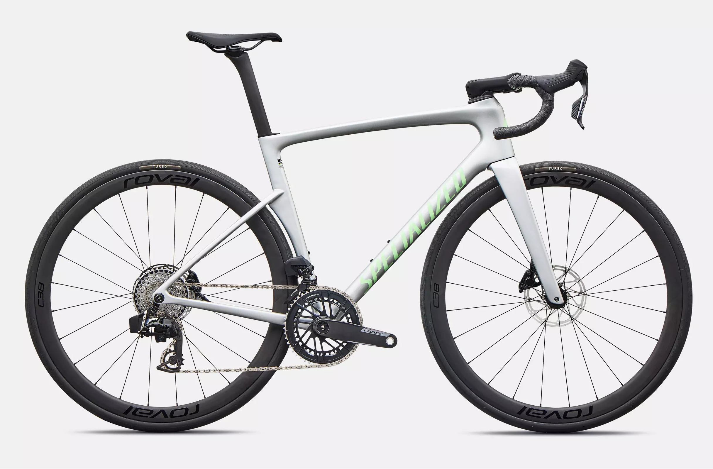 Specialized Tarmac SL9 Expert bike - Gloss Silver Dust / Powder Lime