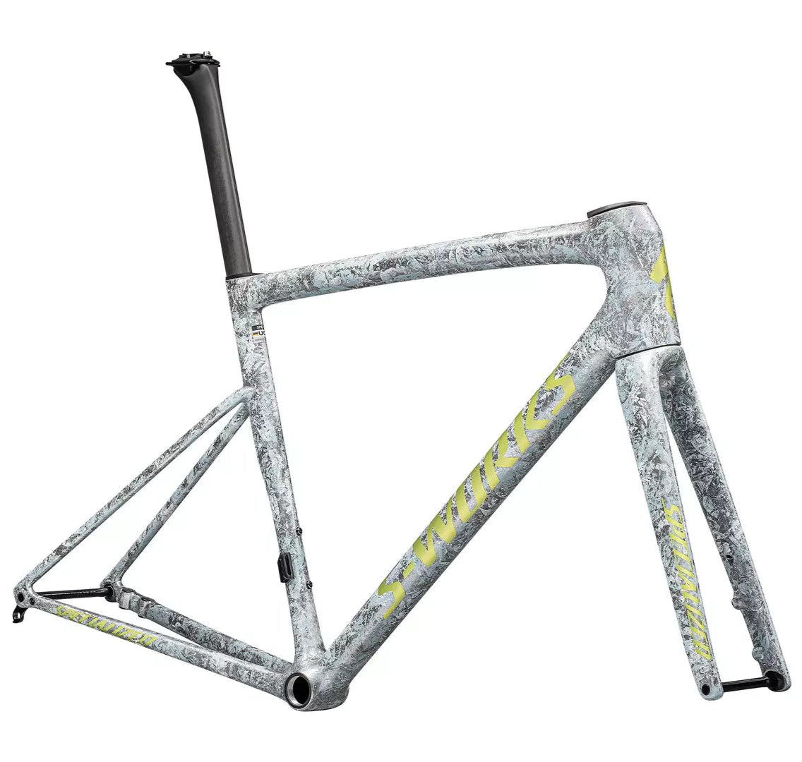 Specialized S-Works Tarmac SL8 Frameset Satin Liquid Silver / Multi-Color Dry Impasto / Gloss Team Yellow Tint
