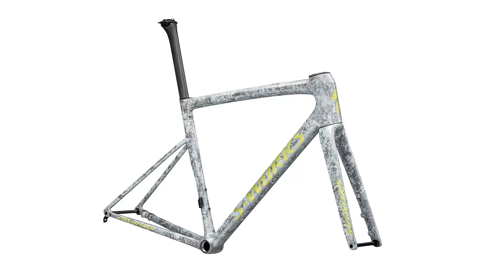 Specialized S-Works Tarmac SL8 Frameset Satin Liquid Silver / Multi-Color Dry Impasto / Gloss Team Yellow Tint