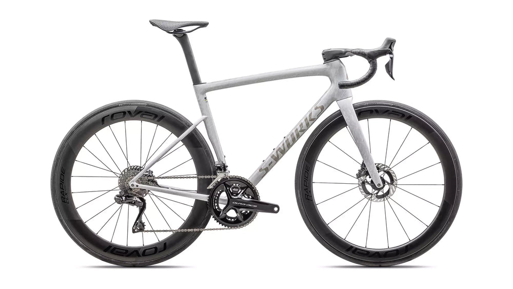 Specialized S-Works Tarmac SL8 Di2 Bike - Gloss Dove Grey / Silver Dust Blurred Impasto / Black Pearl